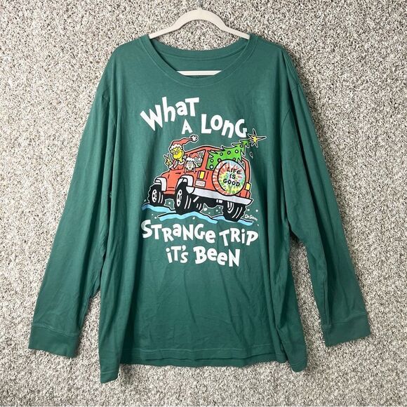 Life Is Good T-Shirt Men’s XXXL Crusher Green Grinch Jeep Christmas Long Sleeve - Picture 1 of 6